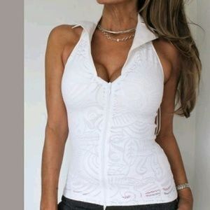 ANNE FONTAINE Lindsey Lace Halter Top